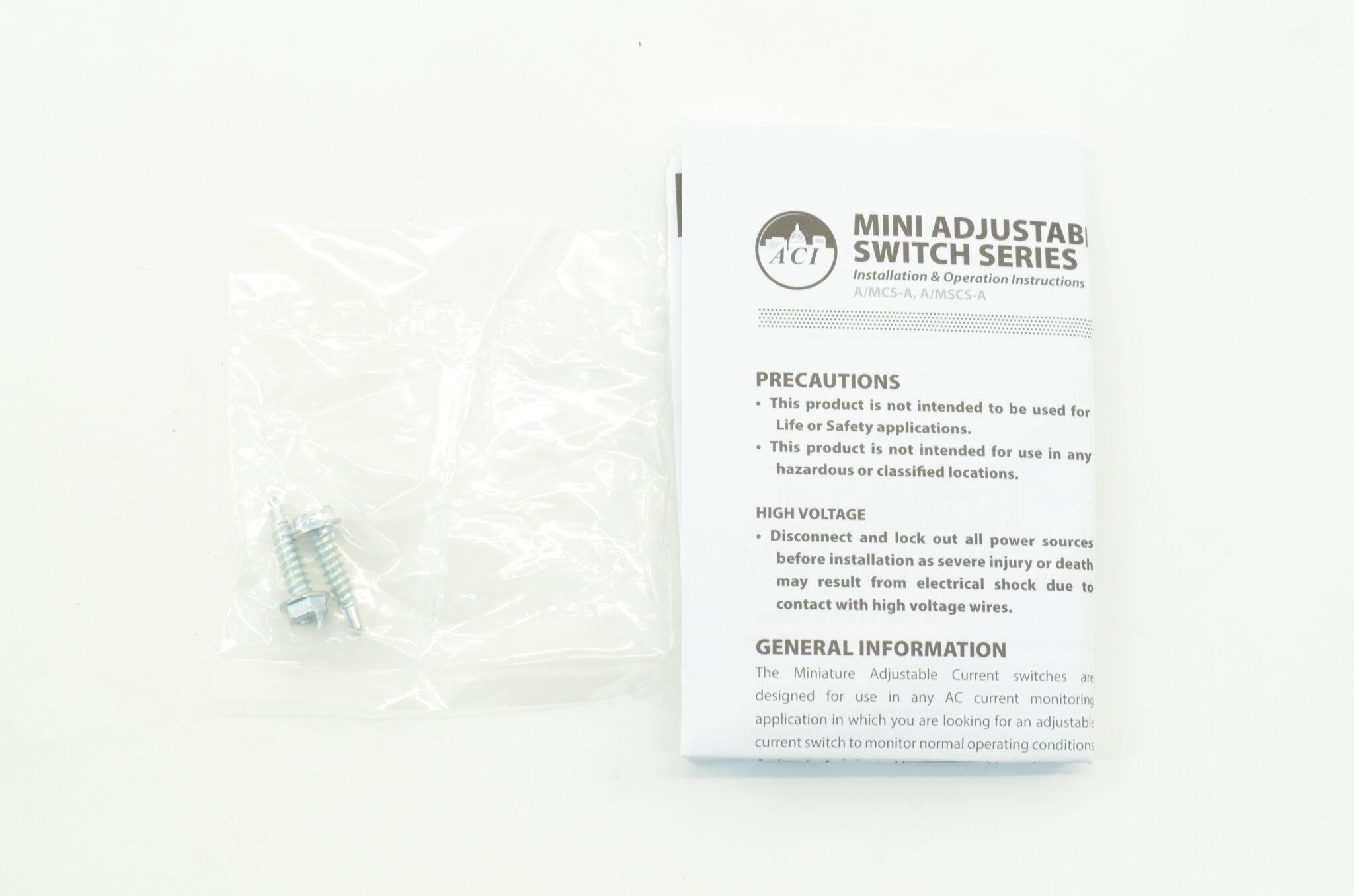 ACI A/MSCS-A-AT Split Core Adjustable Current Switch, 0.70A – 150A ...