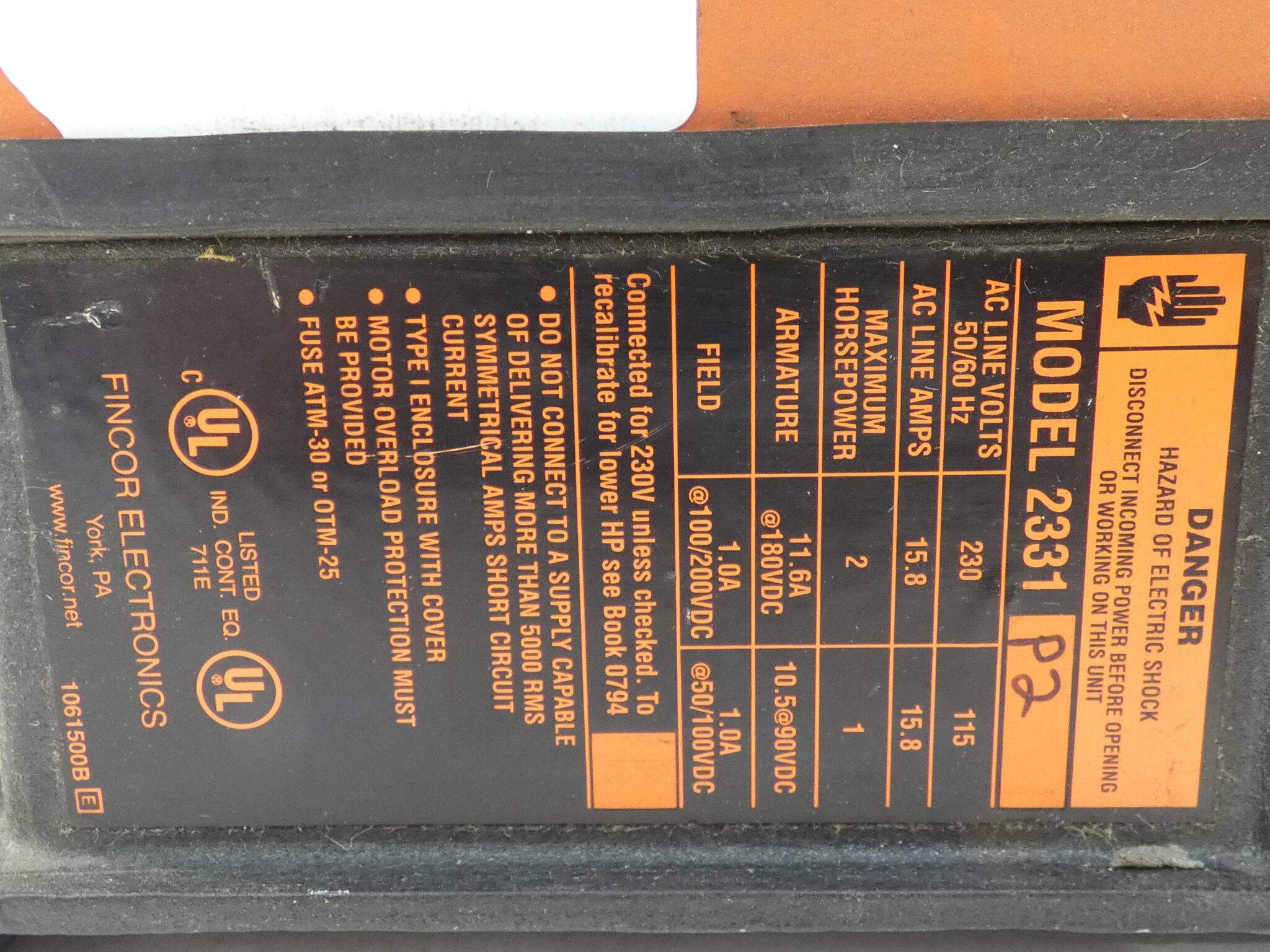 Fincor 2330 DC Motor Control Adjustable Speed, 2331 – GPM Surplus