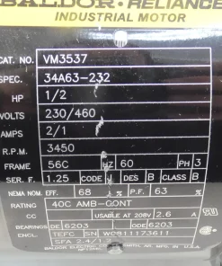 Alternative view of Flowserve VSMP-1000-CX1.25x4 Centrifugal Pump 1 .25" Discharge 1/2HP Baldor VM3537 Motor