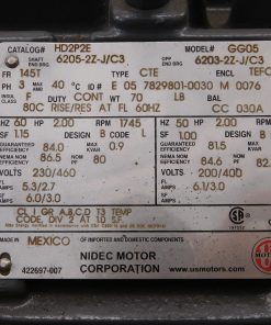 Alternative view of 2HP Nidec US Motors GG05 Electric Motor HD2P2EC 145T 230/460V