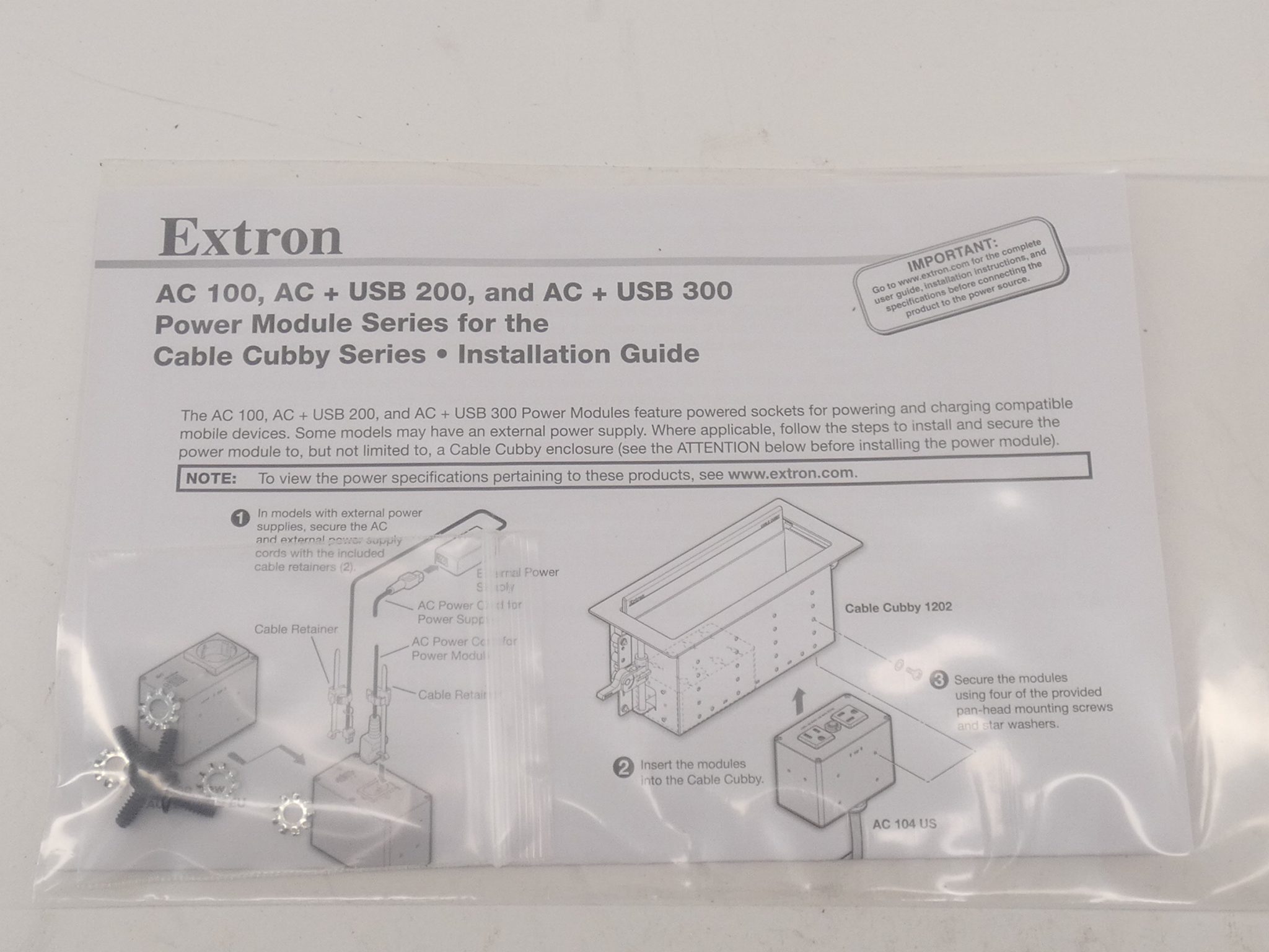 Extron 60-1889-01 AC 104 Cord Power Module 125V Cable Cubby 12A – GPM ...