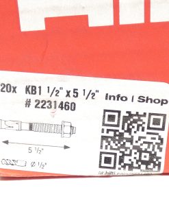 *Box of 20* Hilti 2231460 1/2" x 5-1/2" Kwik Bolts Concrete Wedge Anchor