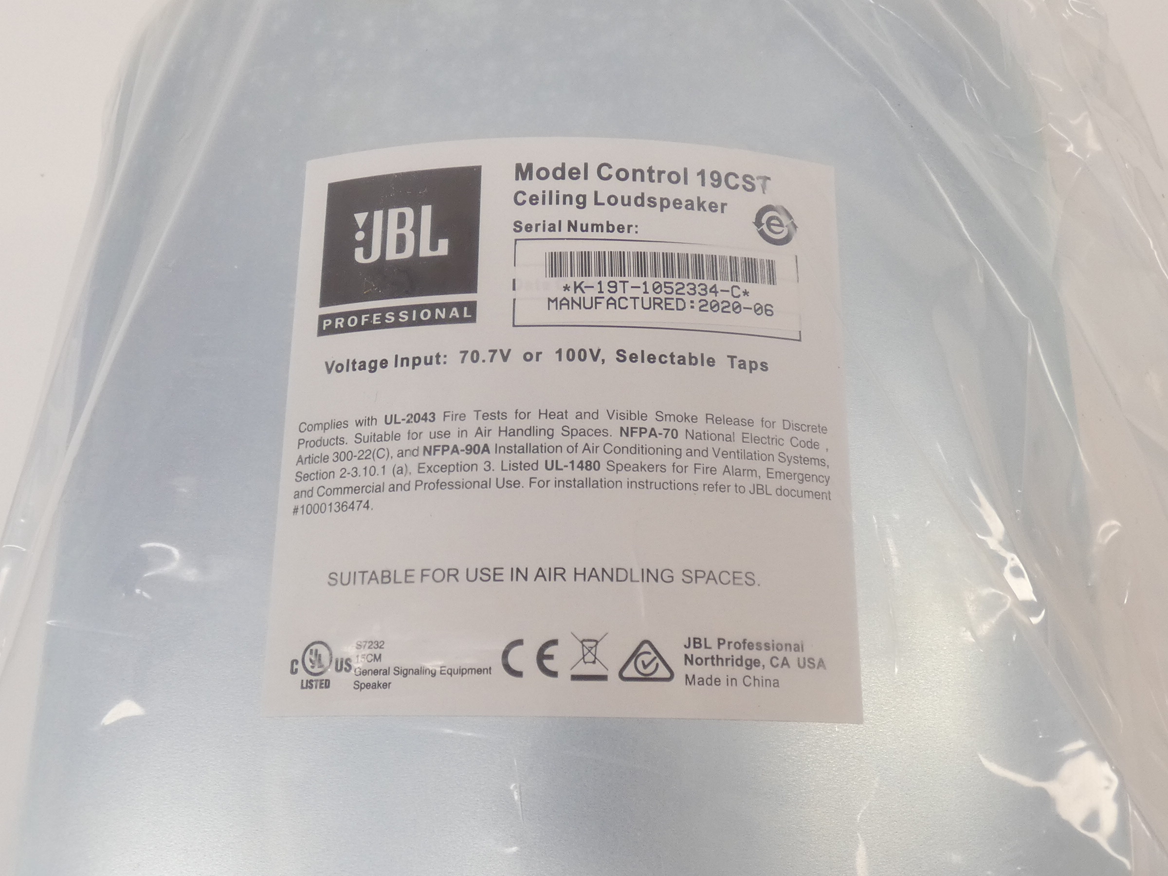 JBL 19CST Ceiling Loudspeaker 70.7/100V