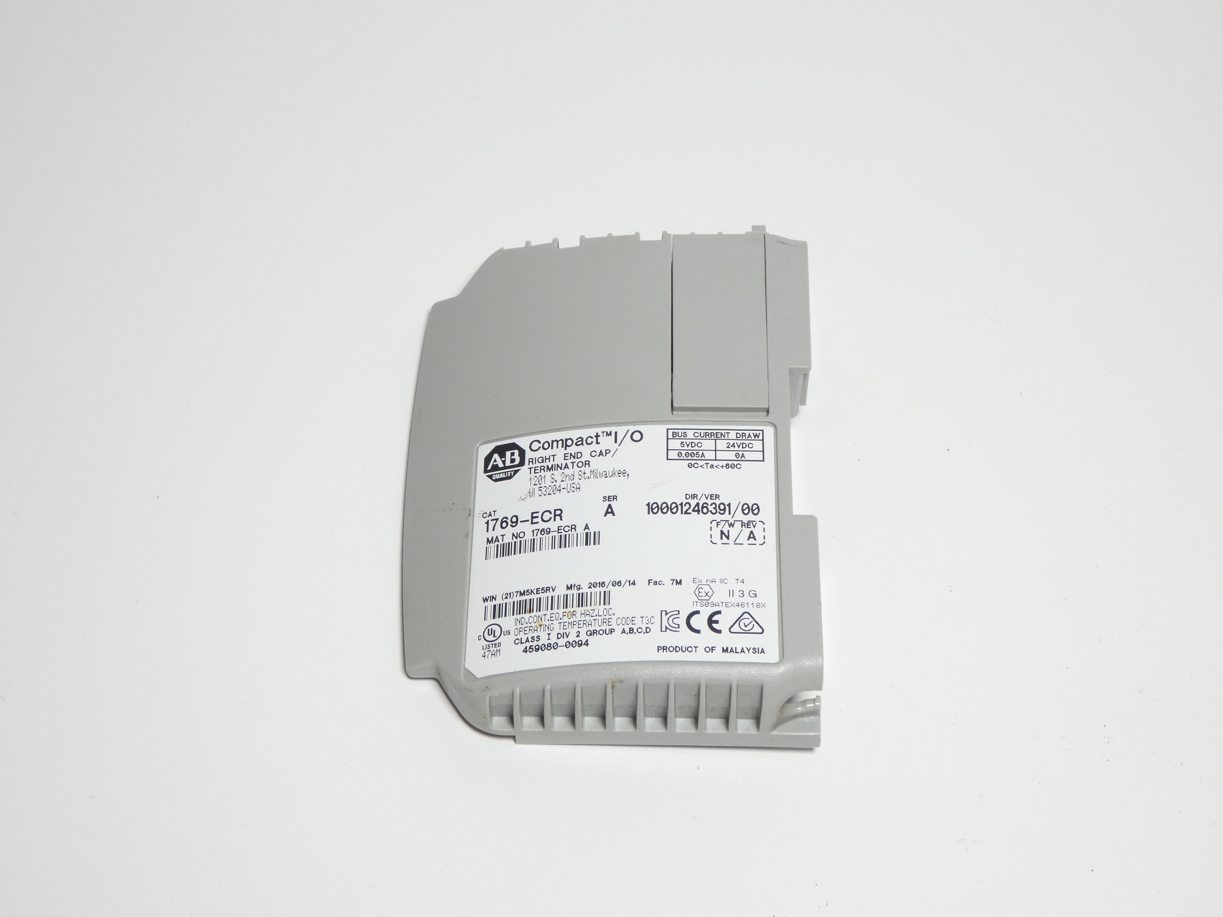 Allen-Bradley 1769-ECR Right End Cap Terminator Ser. A Compact I/O