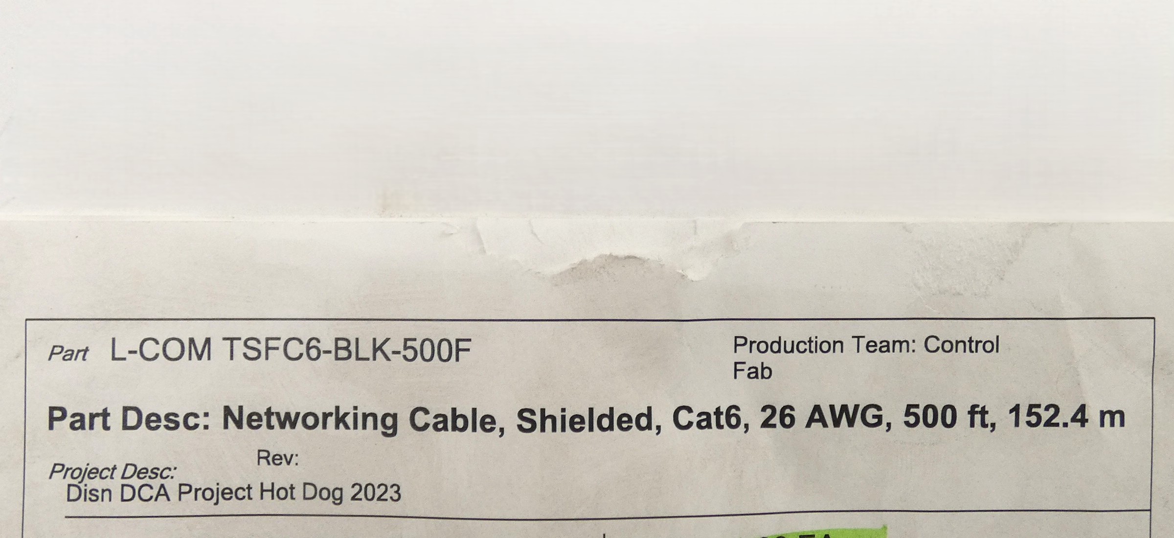 L-Com TSFC6-BLK-500F Cat6 Ethernet Bulk Cable 26AWG 500' Networking - Image 6