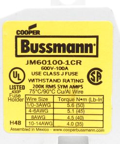 Alternative view of Bussmann JM60100-1CR Class J Modular Fuse Block 600V 100A
