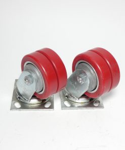*Lot of 2* Albion 4" x 2" Dual Wheel Heavy Duty Caster Swivel Red