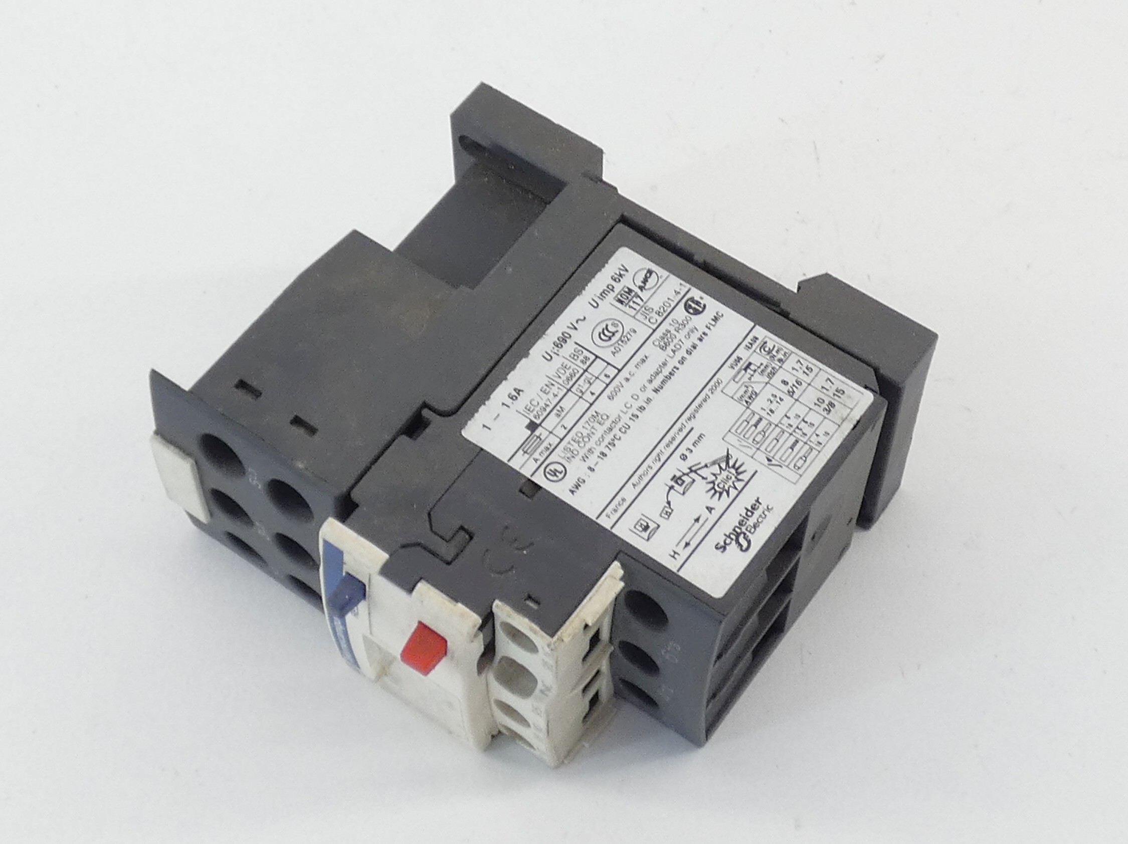Schneider Electric LAD7B106 Terminal Block w/ LRD 06 Overload Relay 6A 690V - Image 3