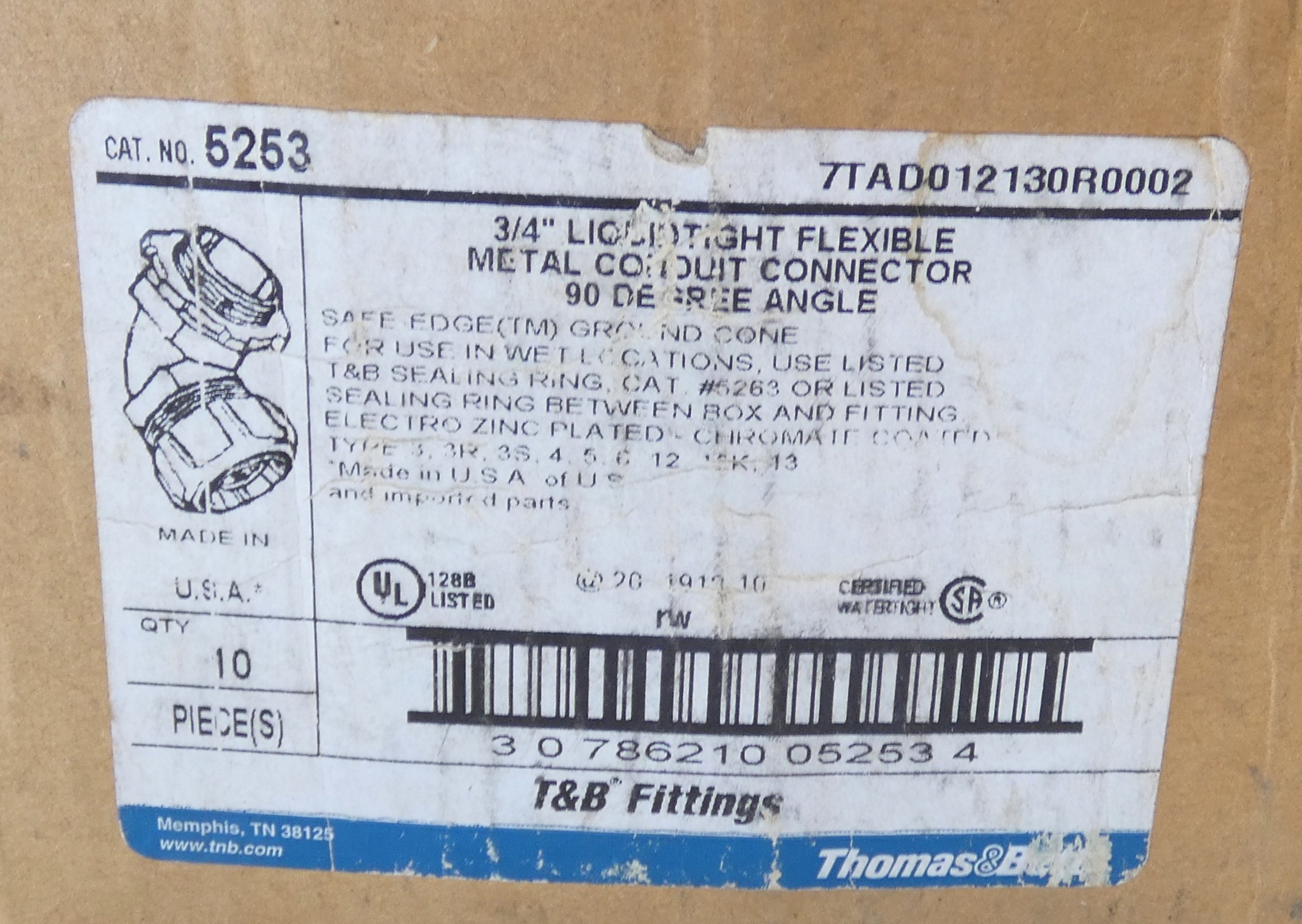 *Box of 24* Thomas and Betts 5253 3/4" 90° Liquid-Tight Flex Conduit Connector - Image 7