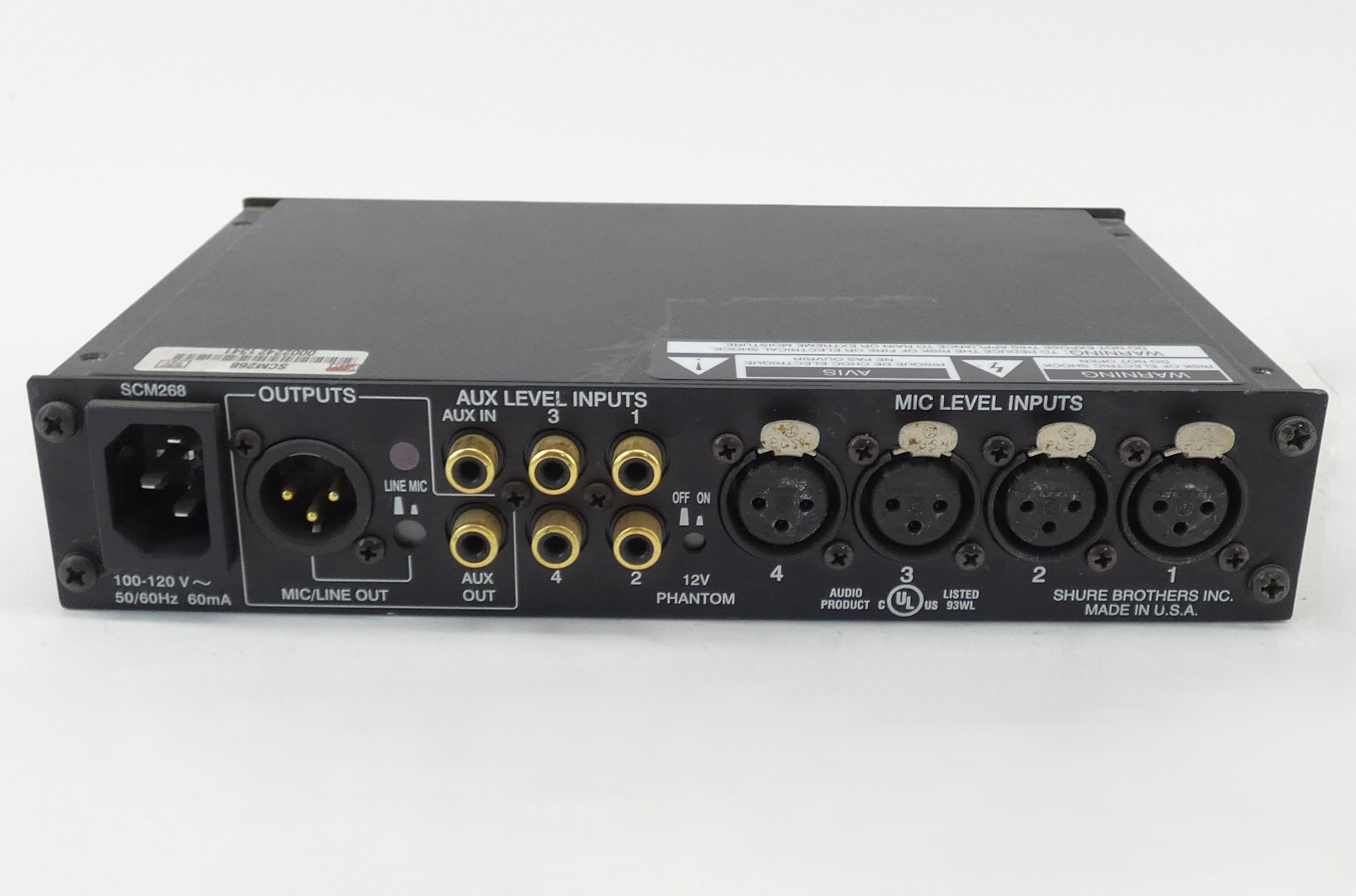 Shure SCM268 4-Channel Microphone Mixer 100-120V NO Power Cord - Image 7