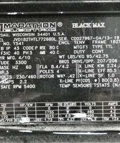 Alternative view of 3HP Marathon Motor, 182TC, 1800RPM, TENV, 3PH, 230/460V, JVD182THTL7726BDL