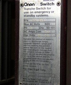 Alternative view of Onan 306-2453 Automatic Transfer Switch Gear