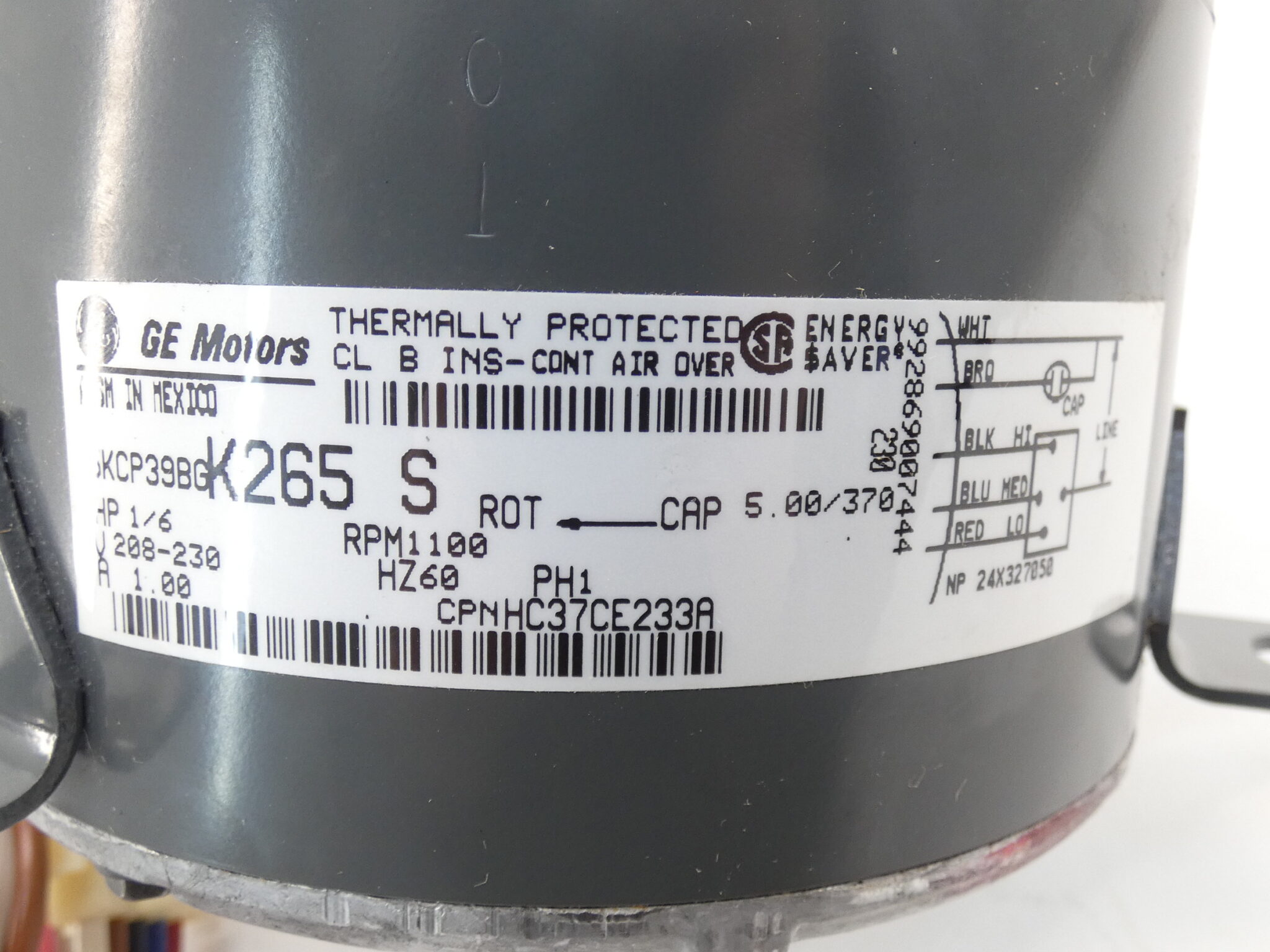 1/6HP General Electric 5KCP39BG Condenser Fan Motor 1100 RPM 208-230V - Image 2
