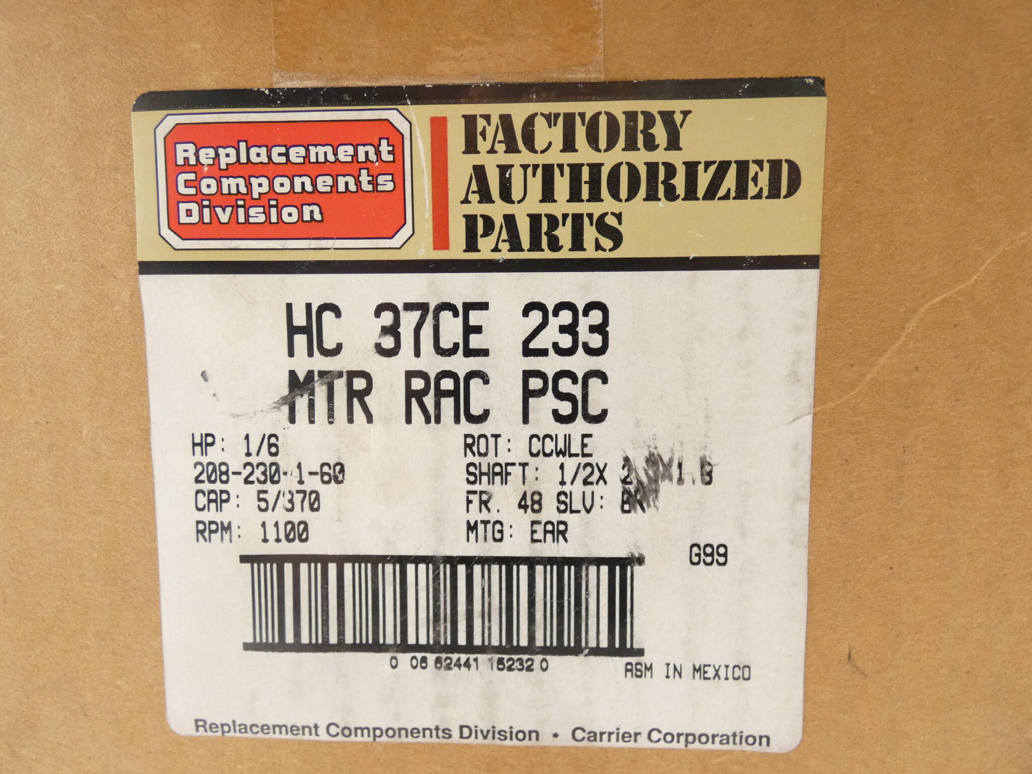 1/6HP General Electric 5KCP39BG Condenser Fan Motor 1100 RPM 208-230V - Image 10