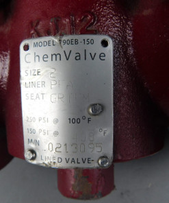 Alternative view of Chemvalve 790EB-150 Lined Valve, Size 2, PFA, GRTFM, 150/250 PSI