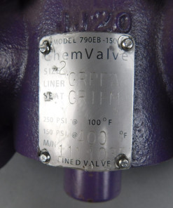 Alternative view of Chemvalve 790EB-150 Lined Valve, Size 2, GRPFA, GRTFM, 150/250 PSI