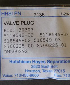 Alternative view of HHSI 7136 Valve Plug