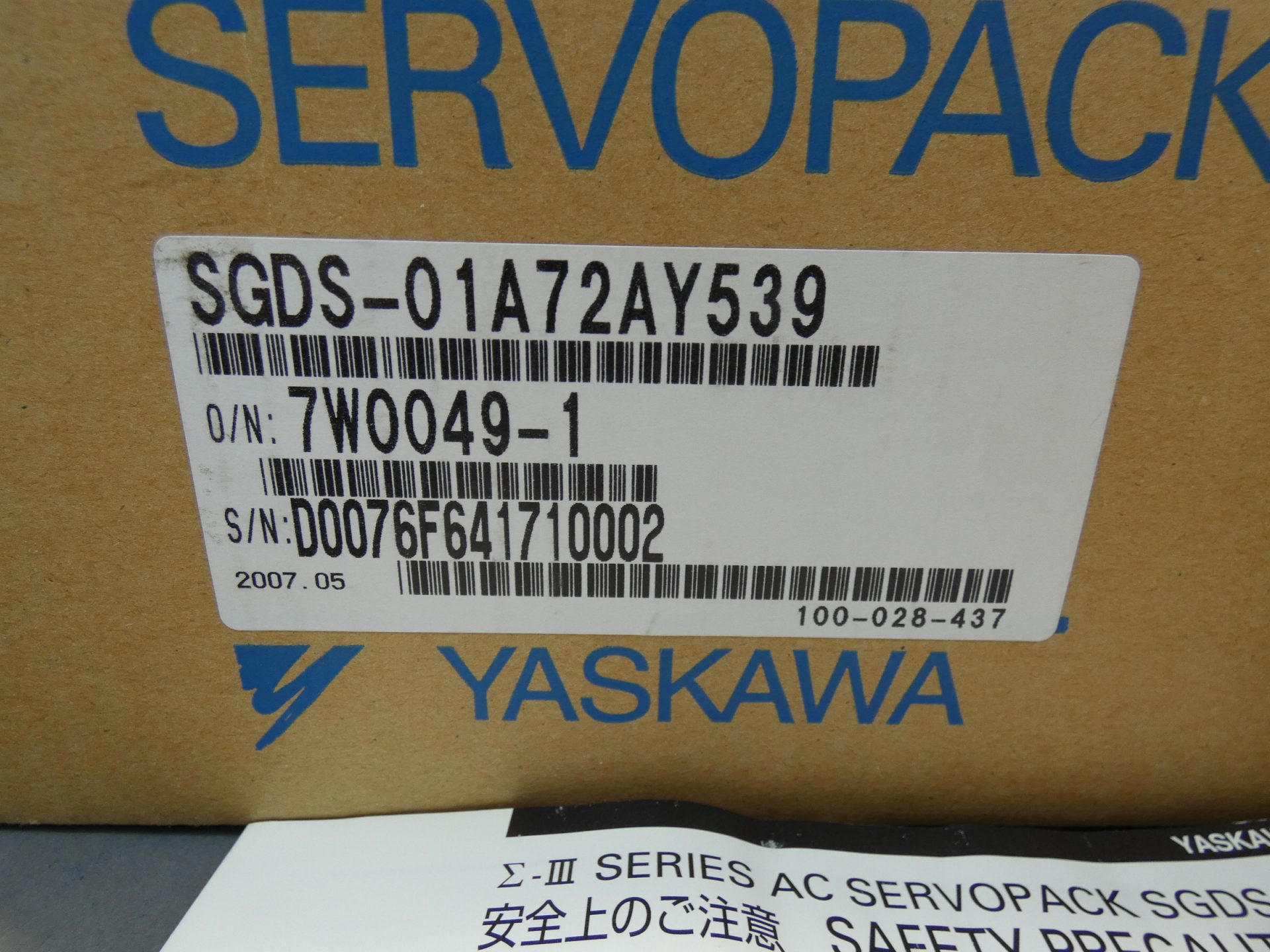 Yaskawa SGDS-01A72AY539 Servopack Controller 1.2-0.9AMP 0-230V 0-300HZ - Image 3