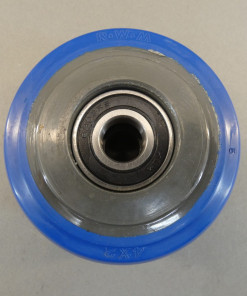 Alternative view of RWM Blue Rubber Wheel Caster Rollers 4" x 2" XLM Bearing