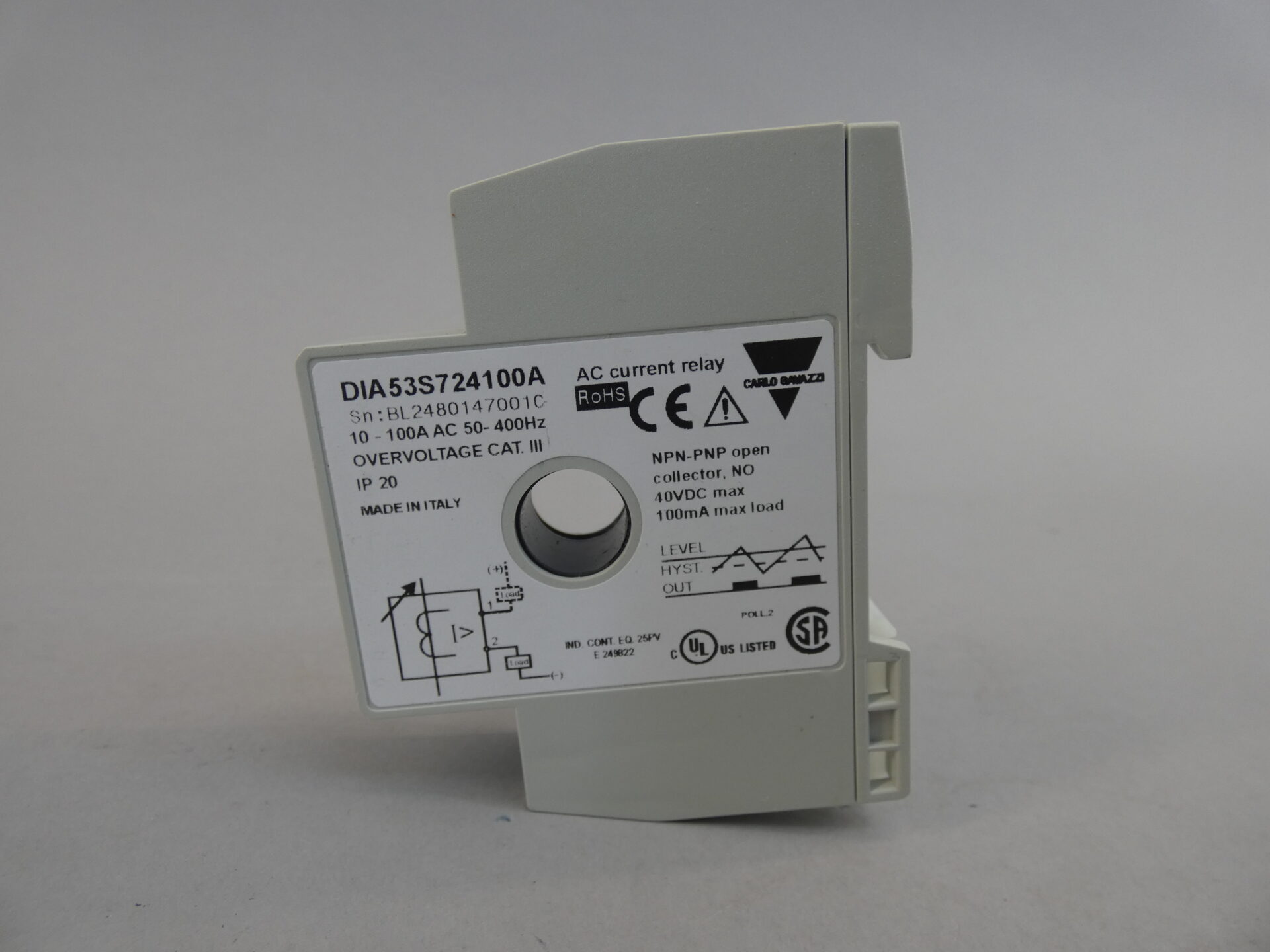 Carlo Galazzi DIA53S724100A AC Current Monitoring Relay, 10 to 100AC, 50 to 400Hz, 100mA, 1PH - Image 7