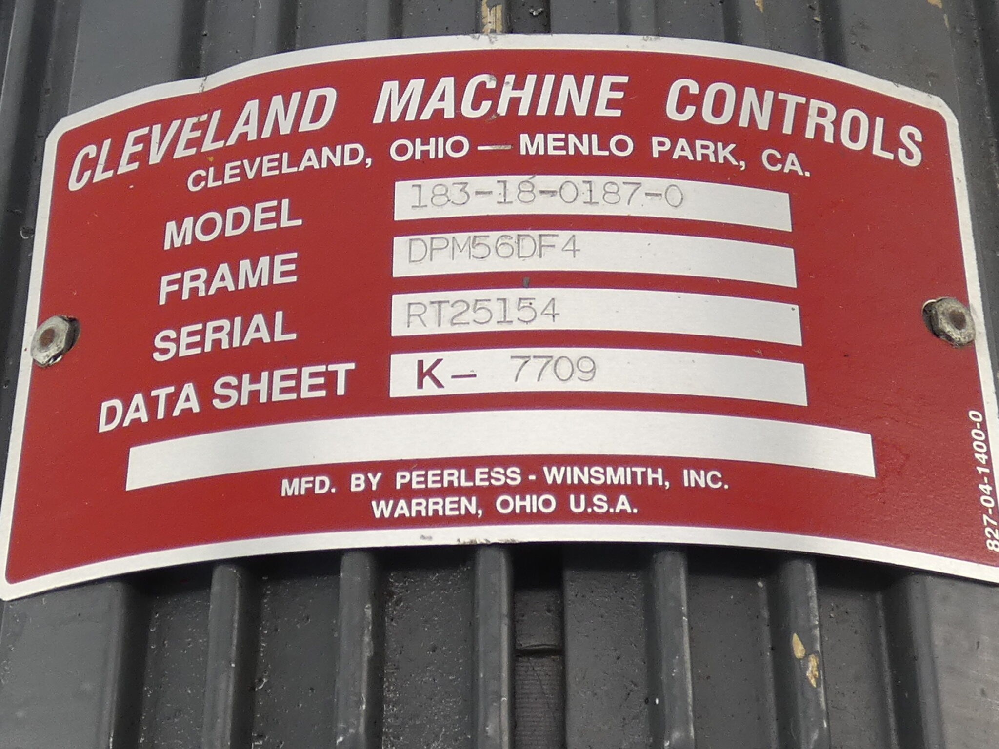 Cleveland Machine Controls Peerless-Winsmith 183-18-0187-0 Servo