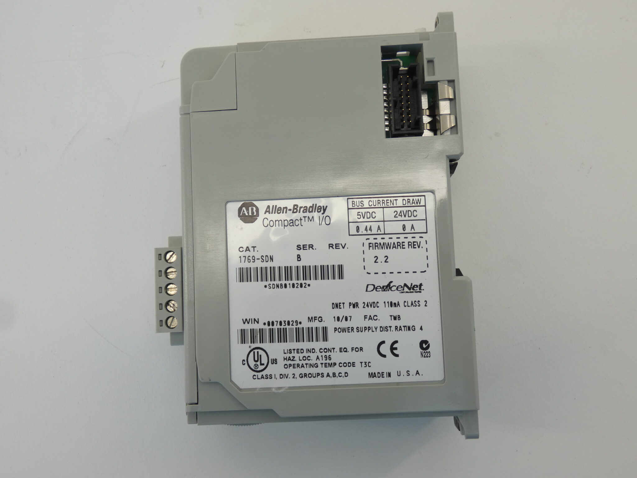 Allen-Bradley 1769-SDN Compact I/O DeviceNet Scanner Ser. B F/W Rev 2.2 ...