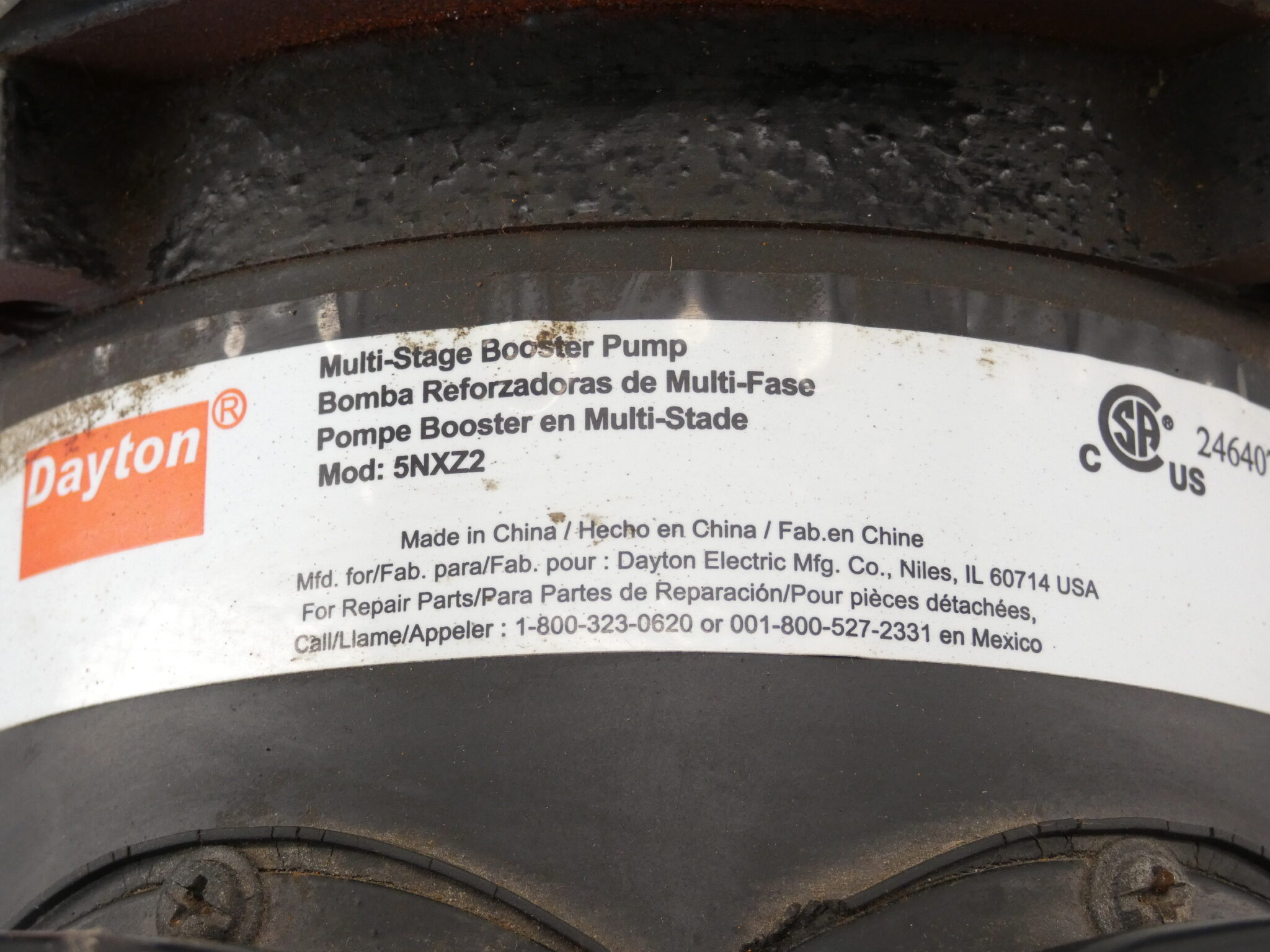 .5HP Dayton Multi-Stage Booster Pump Motor Only 115/230V 1PH 3450RPM 56J - Image 4