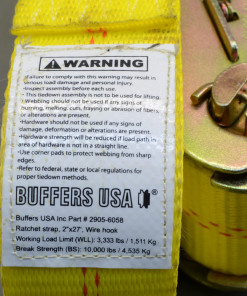Alternative view of Buffers USA 2" x 27' Heavy Duty Wire Hook Ratchet Strap 3,333 lbs Limit