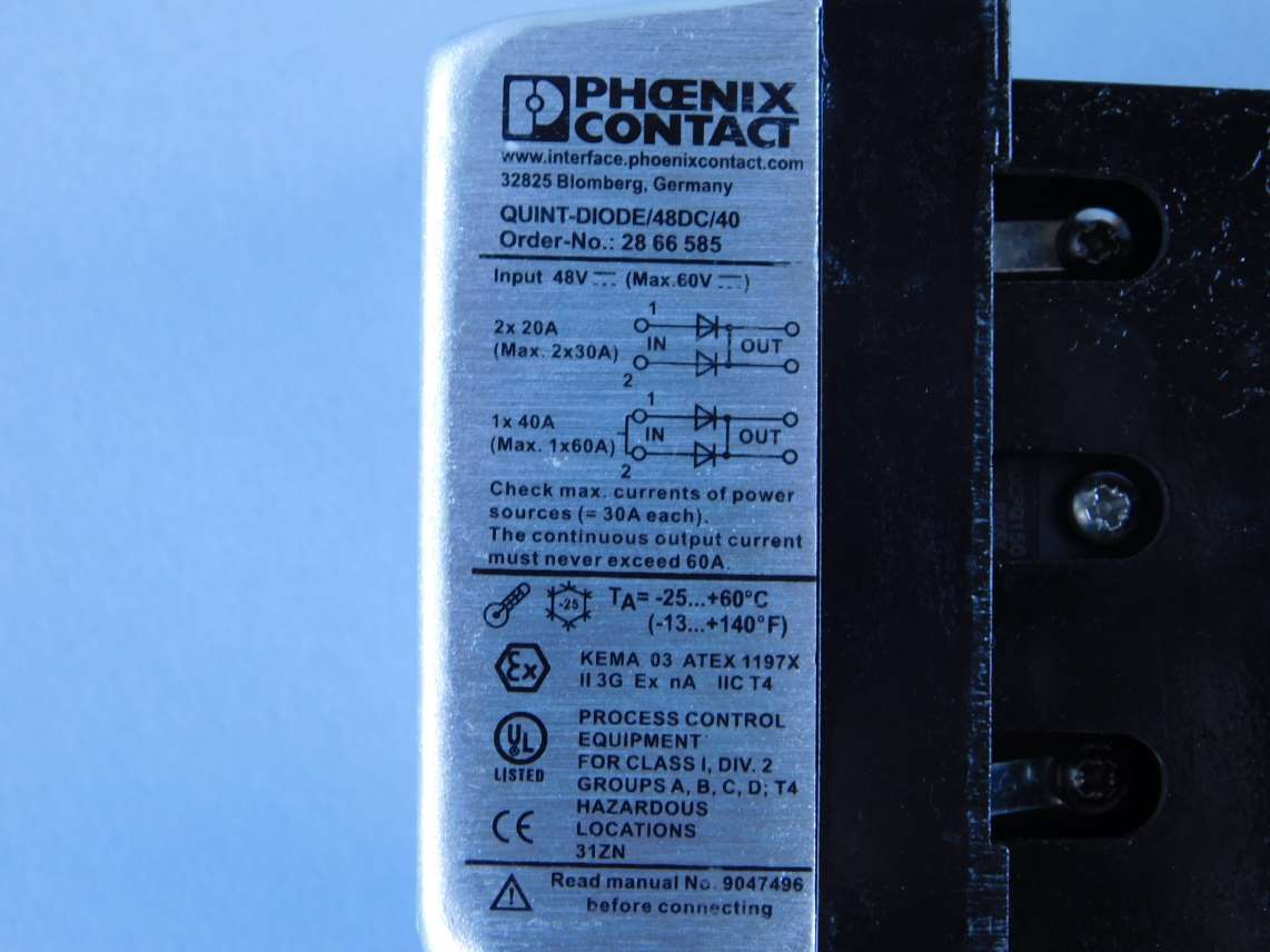 Phoenix Contact 2866585 Quint-Diode/48DC/40 Redundancy Module – GPM Surplus