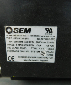 Alternative view of *Parts Only* SEM HRS142J6-88S Servo Motor 2" Shaft 3PH 4500/6000RPM No Brake